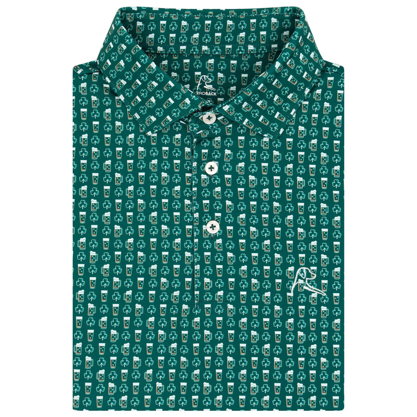 The Lucky Lager | Performance Polo | The Lucky Lager - Fairway Green/Bright Orange