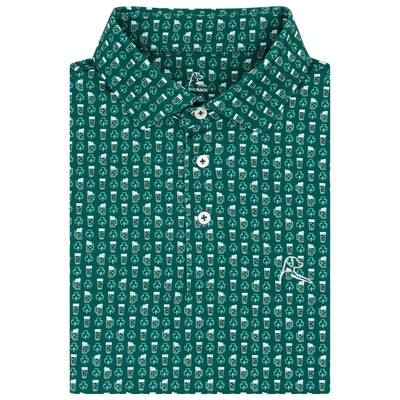 The Lucky Lager | Performance Polo | The Lucky Lager - Fairway Green/Bright Orange