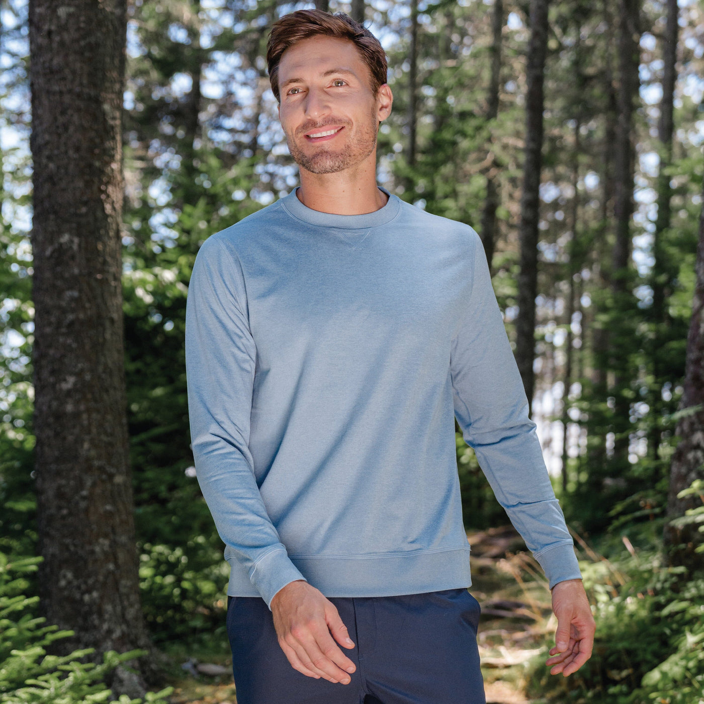 Pace Performance Crew | Heather - Cadet Blue/Cadet Blue