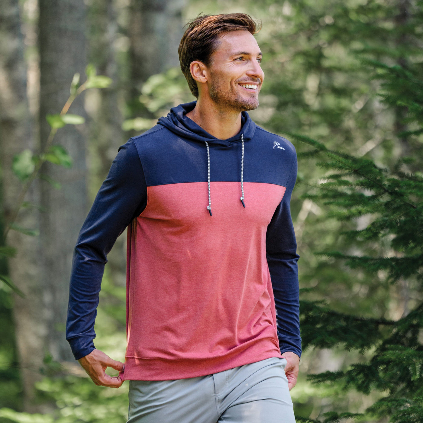 Hesi Performance Hoodie | Colorblock - Fleet Navy/Rouge Red
