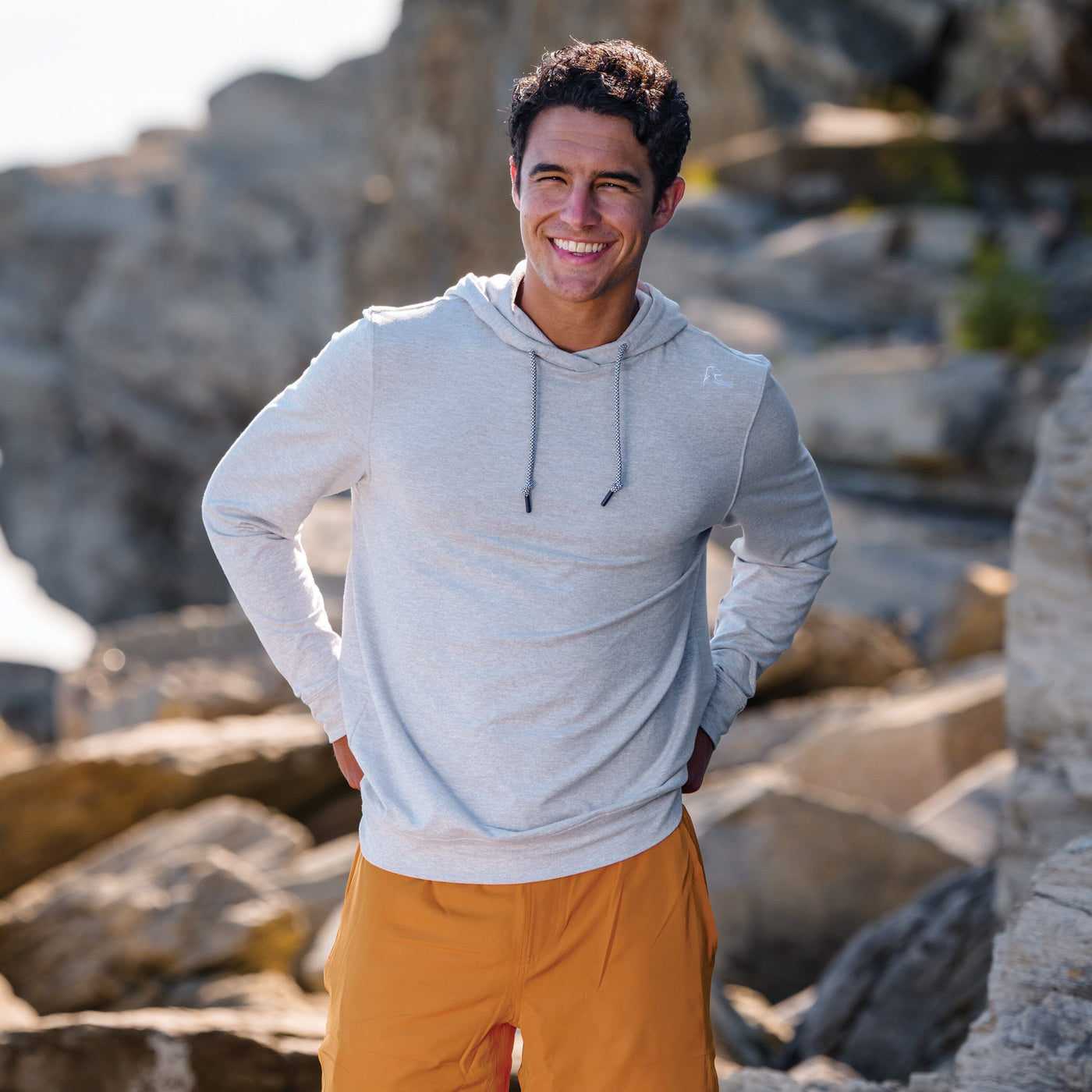Hesi Performance Hoodie | Heather - Stainless Steel/White