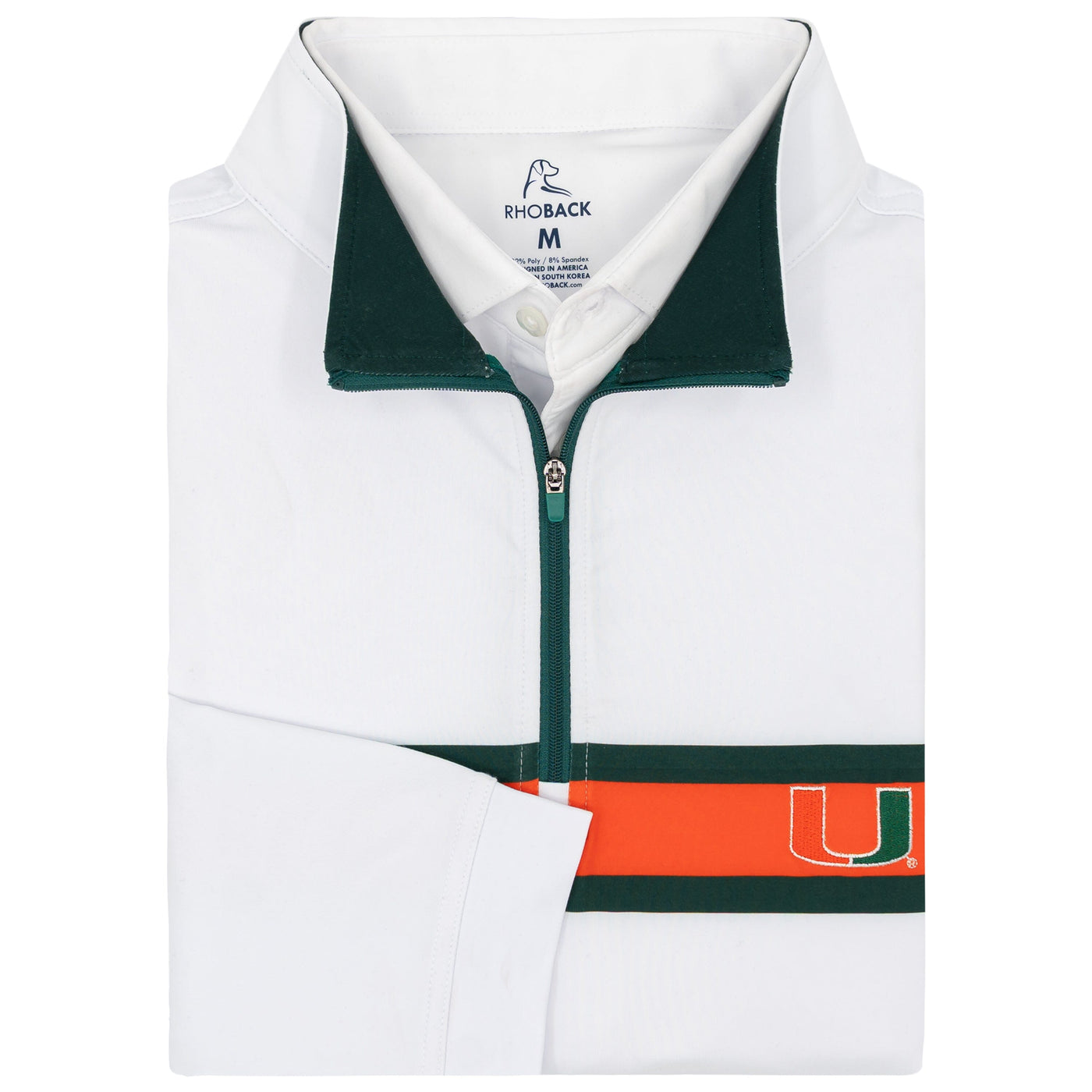 Miami Helmet Stripe Collegiate Q-Zip | The Miami Helmet Stripe - White/Evergreen