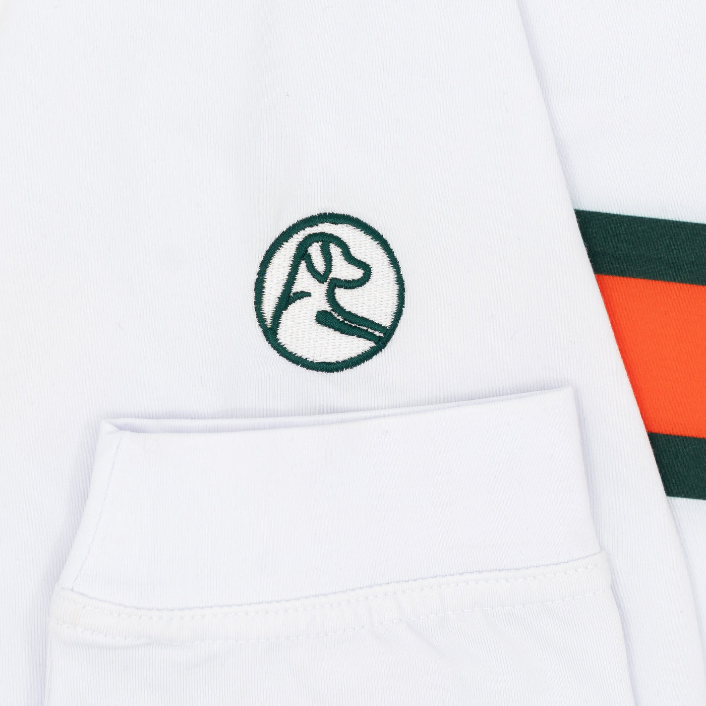 Miami Helmet Stripe Collegiate Q-Zip | The Miami Helmet Stripe - White/Evergreen