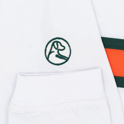 Miami Helmet Stripe Collegiate Q-Zip | The Miami Helmet Stripe - White/Evergreen
