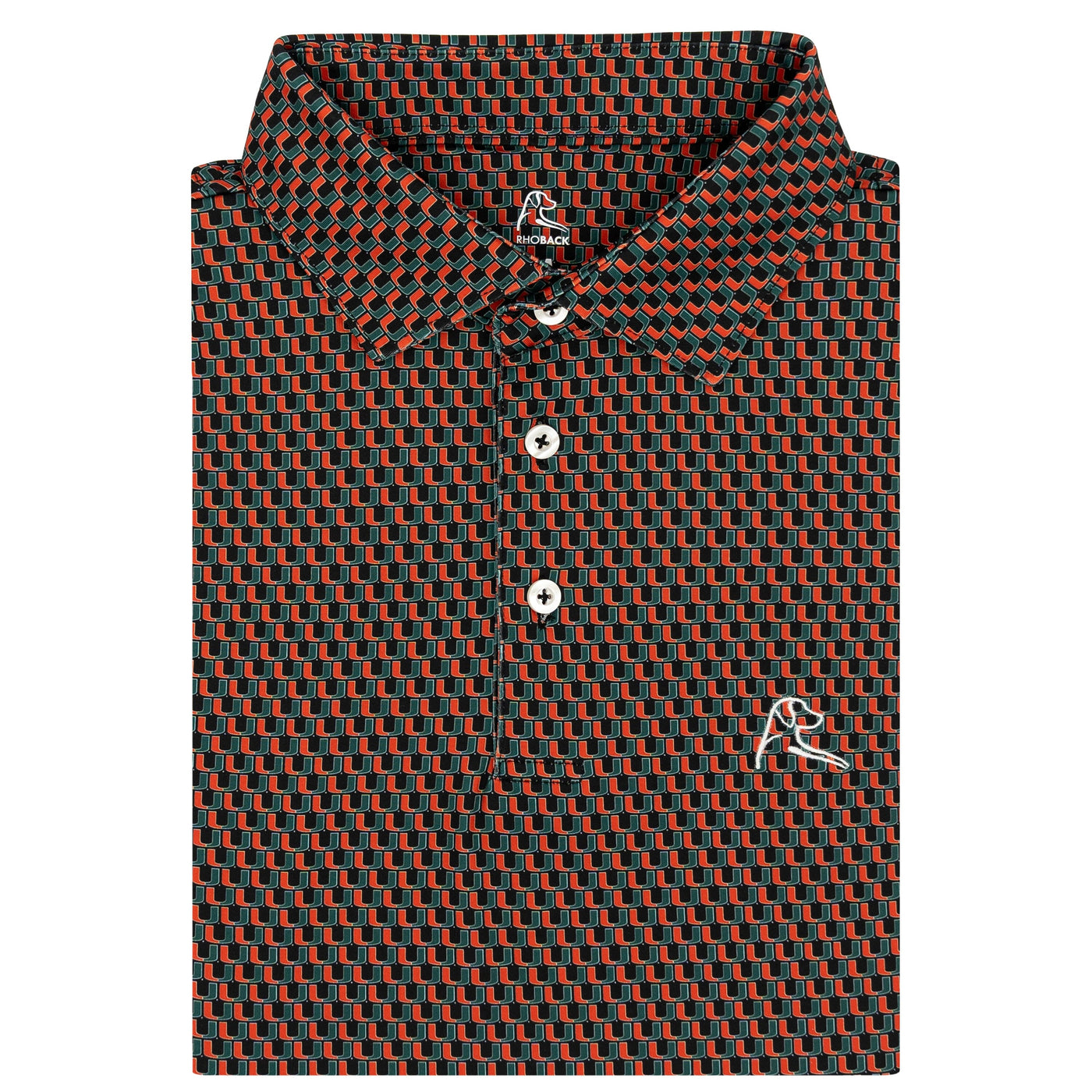 The Miami Hurricanes™ | Collegiate Polo | The Miami Hurricanes™ - Black/Fire Orange