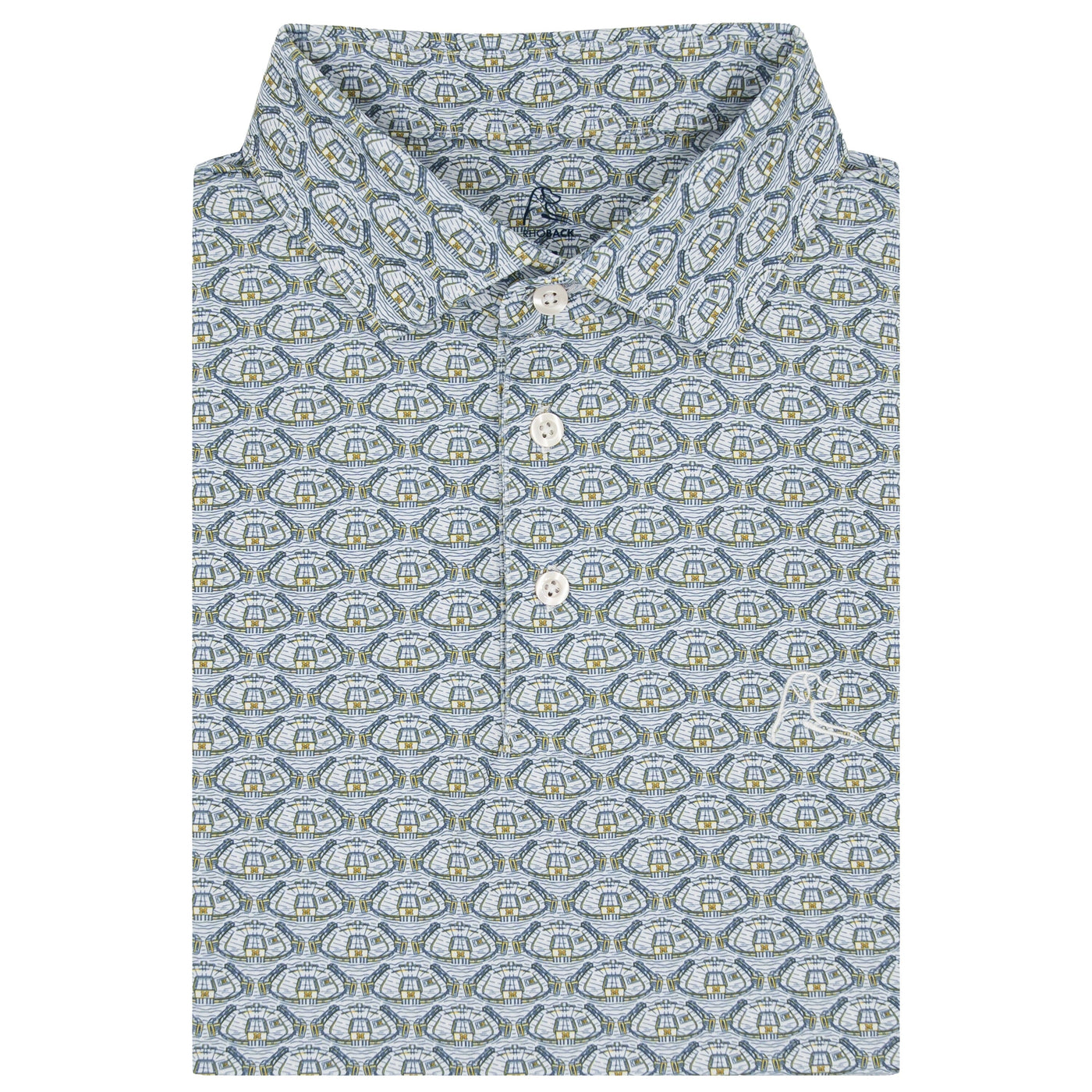 The Michigan Big House® | Collegiate Polo | The Michigan Big House® - White/Indigo Blue