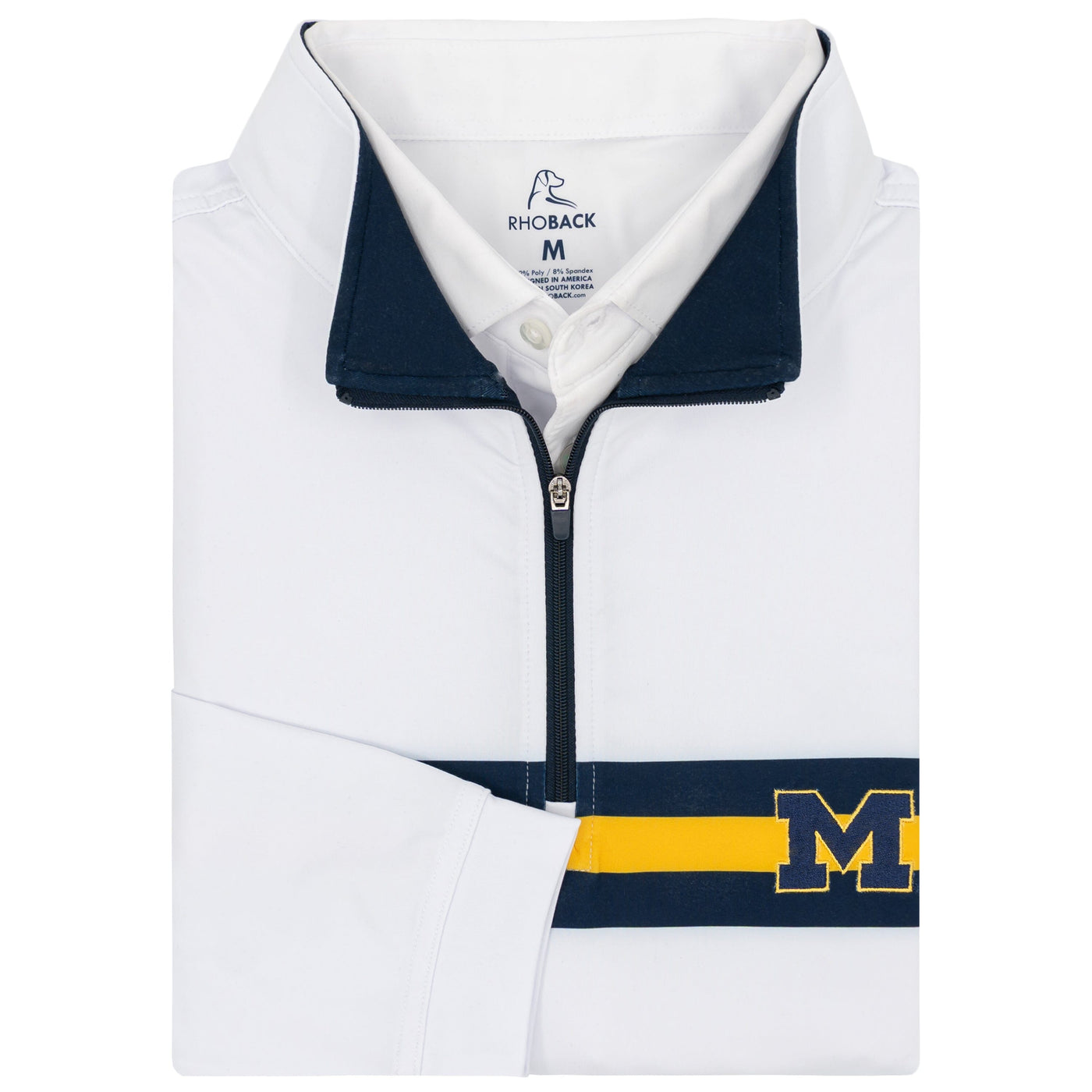 Michigan Jersey Stripe Collegiate Q-Zip | The Michigan Jersey Stripe - White/Indigo Blue