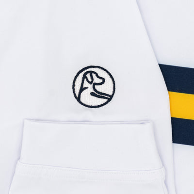 Michigan Jersey Stripe Collegiate Q-Zip | The Michigan Jersey Stripe - White/Indigo Blue