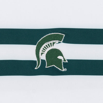 Michigan State Jersey Stripe Collegiate Q-Zip | The Michigan State Jersey Stripe - White/Forest Green