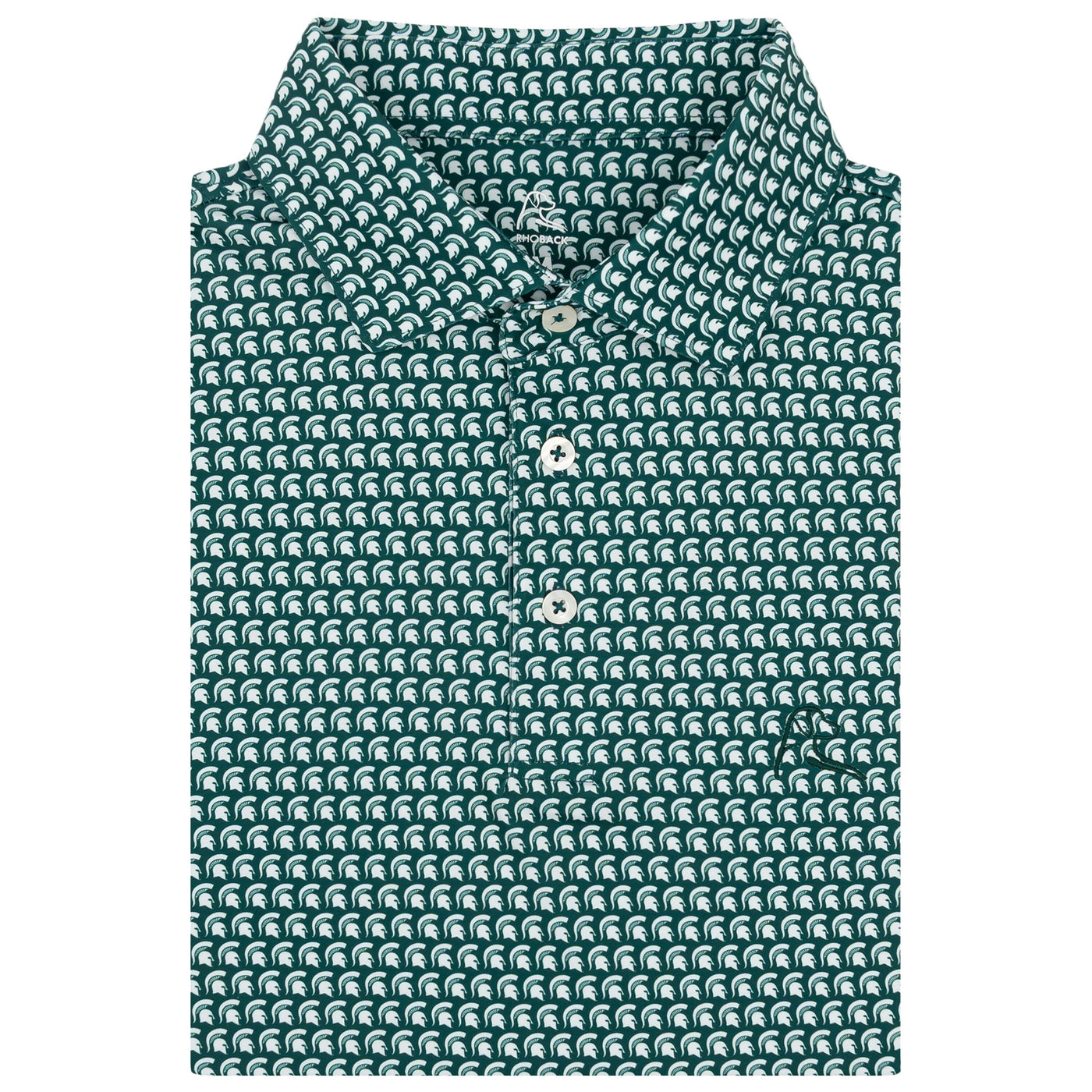 The Michigan State Sparty® | Collegiate Polo | The Michigan State Sparty® - Forest Green/White