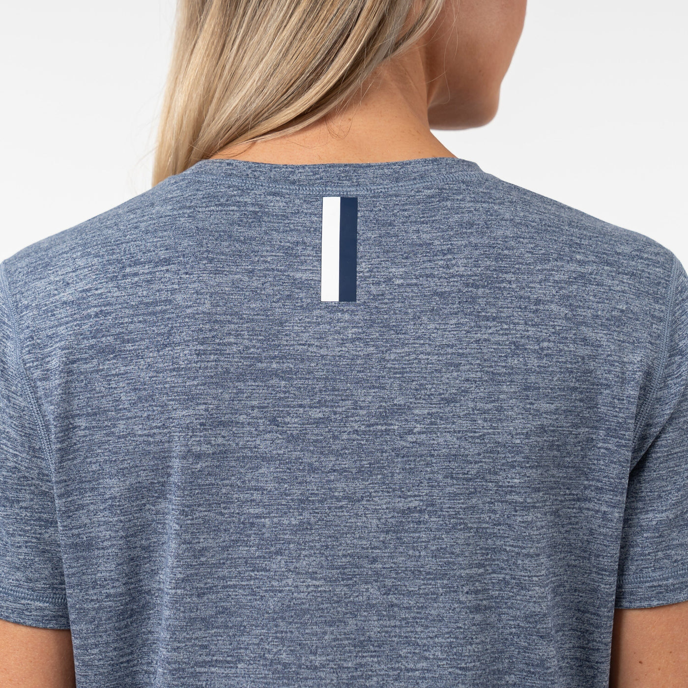 Drift Performance Crop Tee | Heather - Slate Blue/White