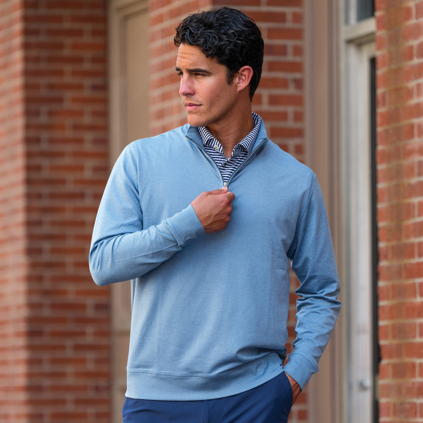 Pace Q-Zip Pullover | Heather - Cadet Blue/Cadet Blue