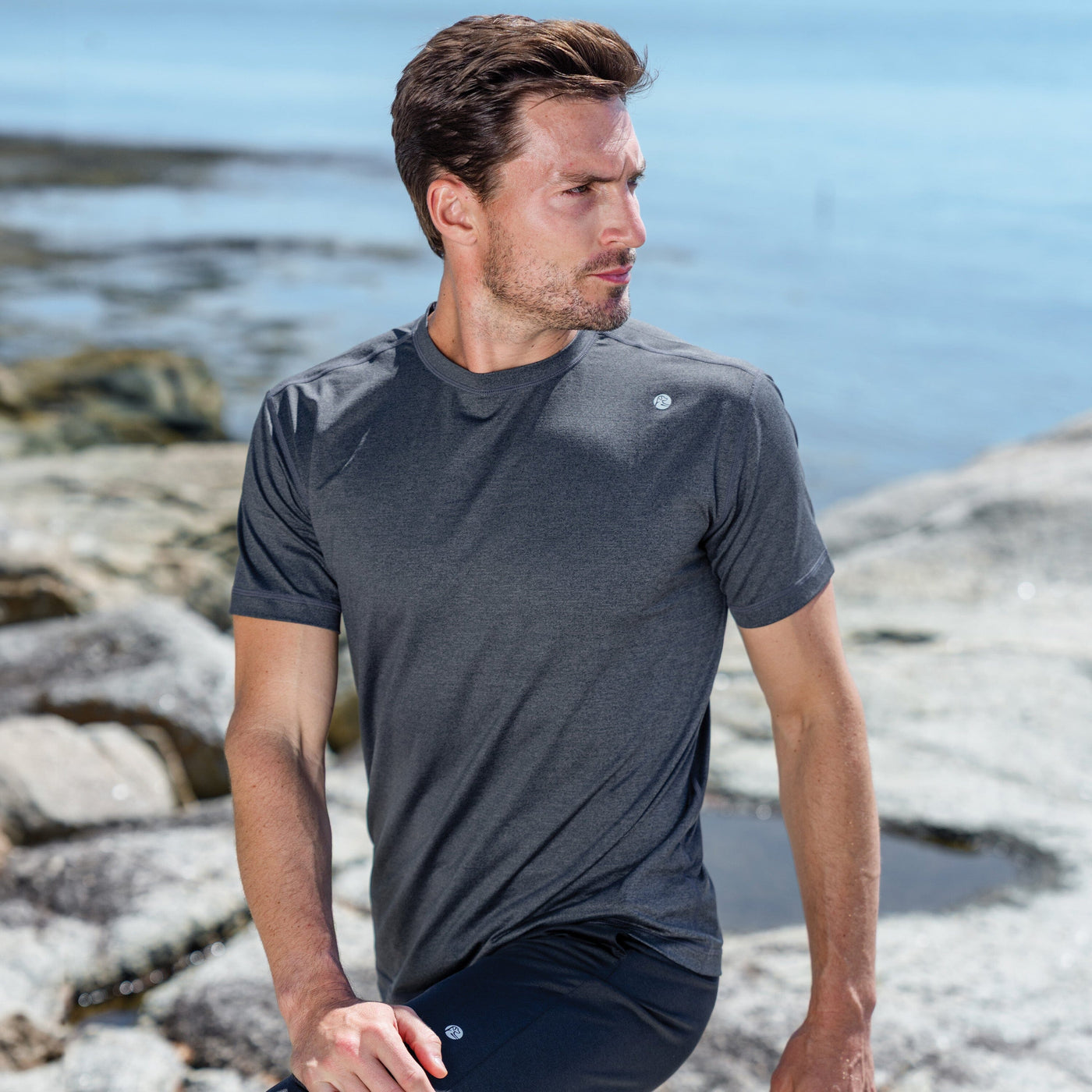 Blitz Tech Tee | Heather - Charcoal Grey/Midnight Black