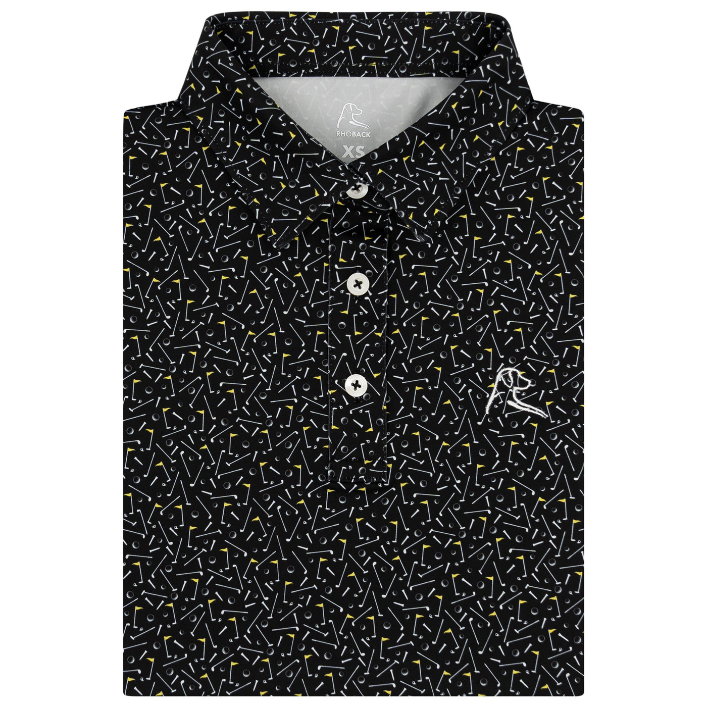 Mulligan Performance Polo | The Mulligan - Black/Sun Yellow