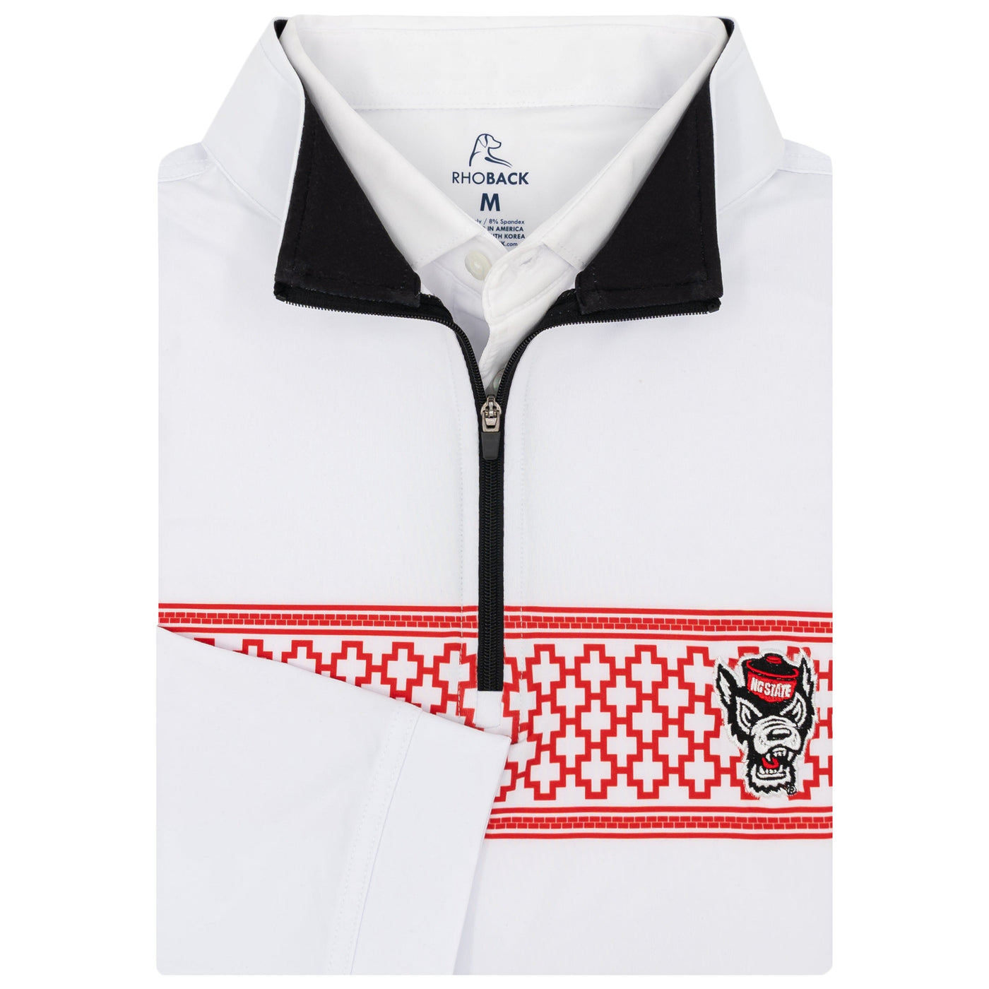 NC State Brickyard Stripe Collegiate Q-Zip | The NC State Brickyard Stripe - White/Cherry Red