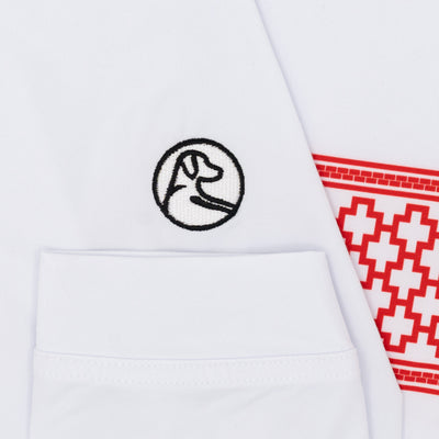 NC State Brickyard Stripe Collegiate Q-Zip | The NC State Brickyard Stripe - White/Cherry Red
