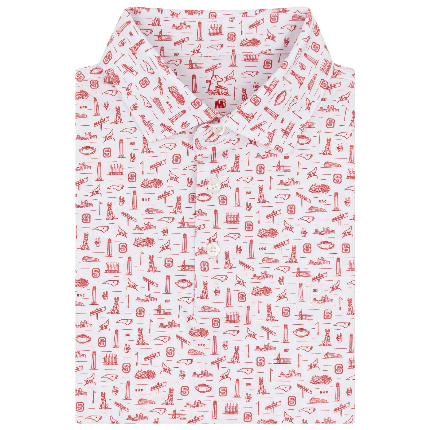 The NC State Wolfpack® | Collegiate Polo | The NC State Wolfpack® - White/Cherry Red