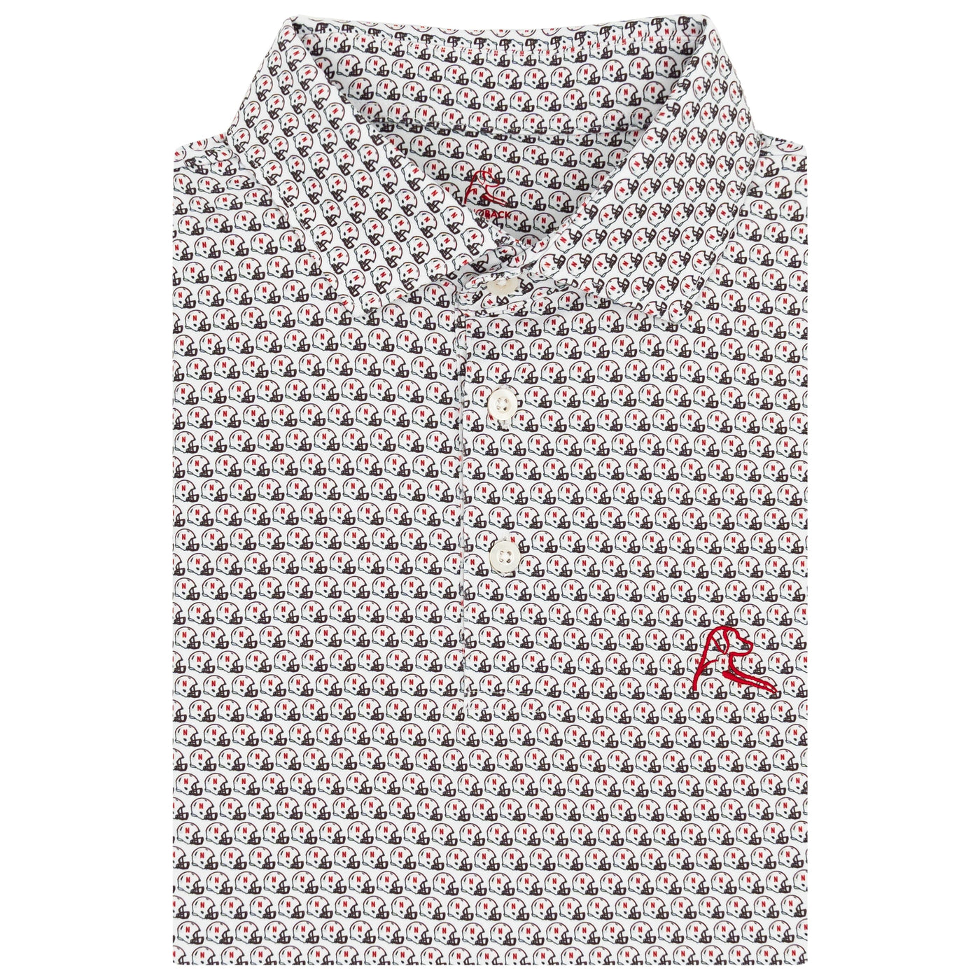 The Nebraska Helmet | Collegiate Polo | The Nebraska Helmet - White/Cherry Red