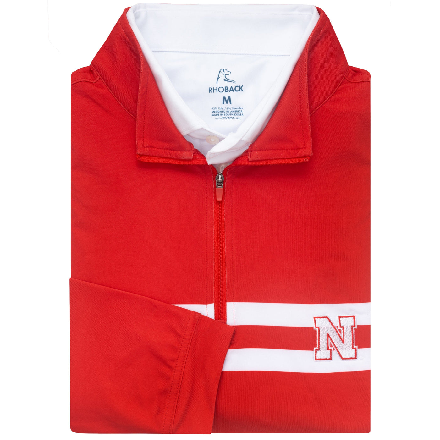 Nebraska Jersey Stripe Collegiate Q-Zip | The Nebraska Jersey Stripe - Cherry Red/White