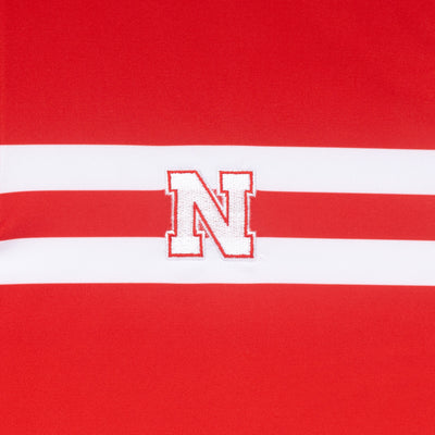 Nebraska Jersey Stripe Collegiate Q-Zip | The Nebraska Jersey Stripe - Cherry Red/White