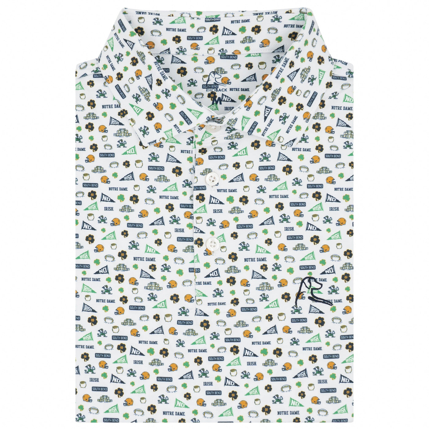 The Notre Dame Gameday | Collegiate Polo | The Notre Dame Gameday - White/Indigo Blue