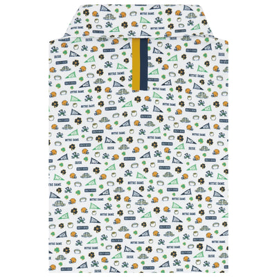 The Notre Dame Gameday | Collegiate Polo | The Notre Dame Gameday - White/Indigo Blue