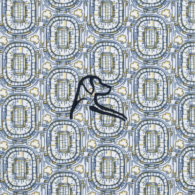 The Notre Dame Rockne House | Collegiate Polo | The Notre Dame Rockne House - White/Indigo Blue