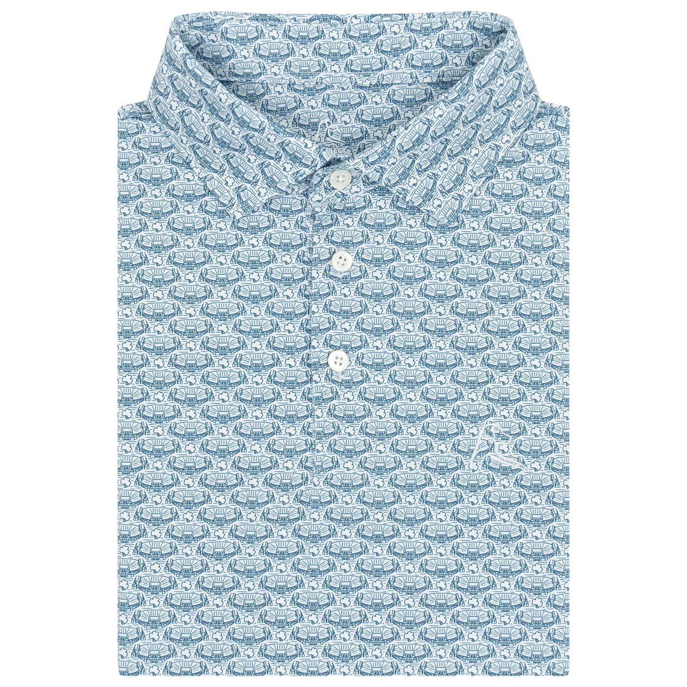 The Notre Dame Stadium™ | Collegiate Polo | The Notre Dame Stadium - White/Indigo Blue