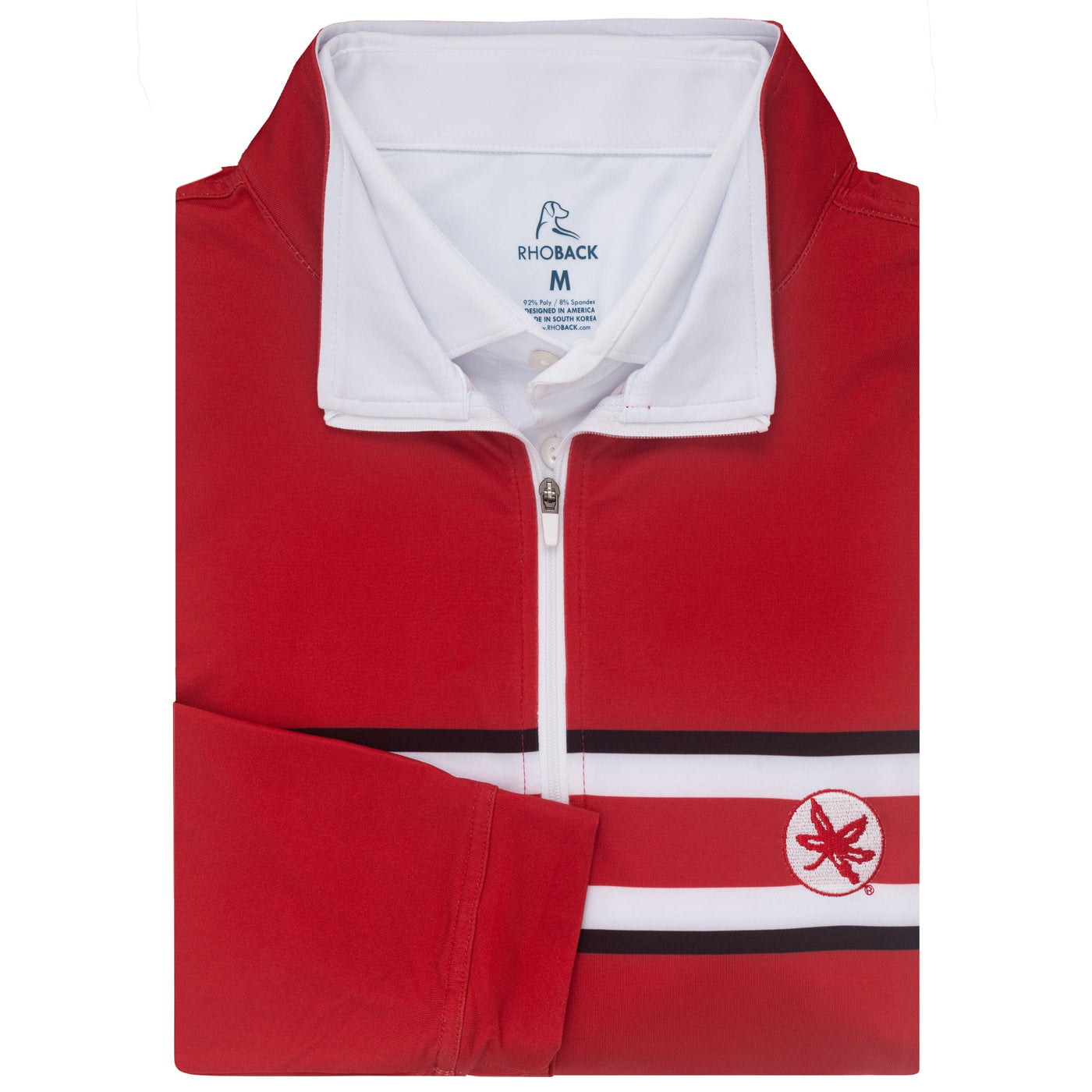 Ohio State Helmet Stripe Collegiate Q-Zip | The Ohio State Helmet Stripe - Roar Red/White