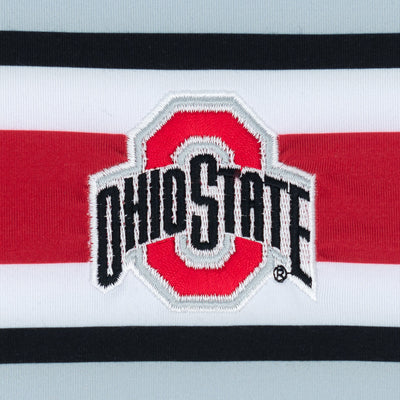 Ohio State Helmet Stripe Collegiate Q-Zip | The Ohio State Helmet Stripe - Moon Grey/Roar Red - 1
