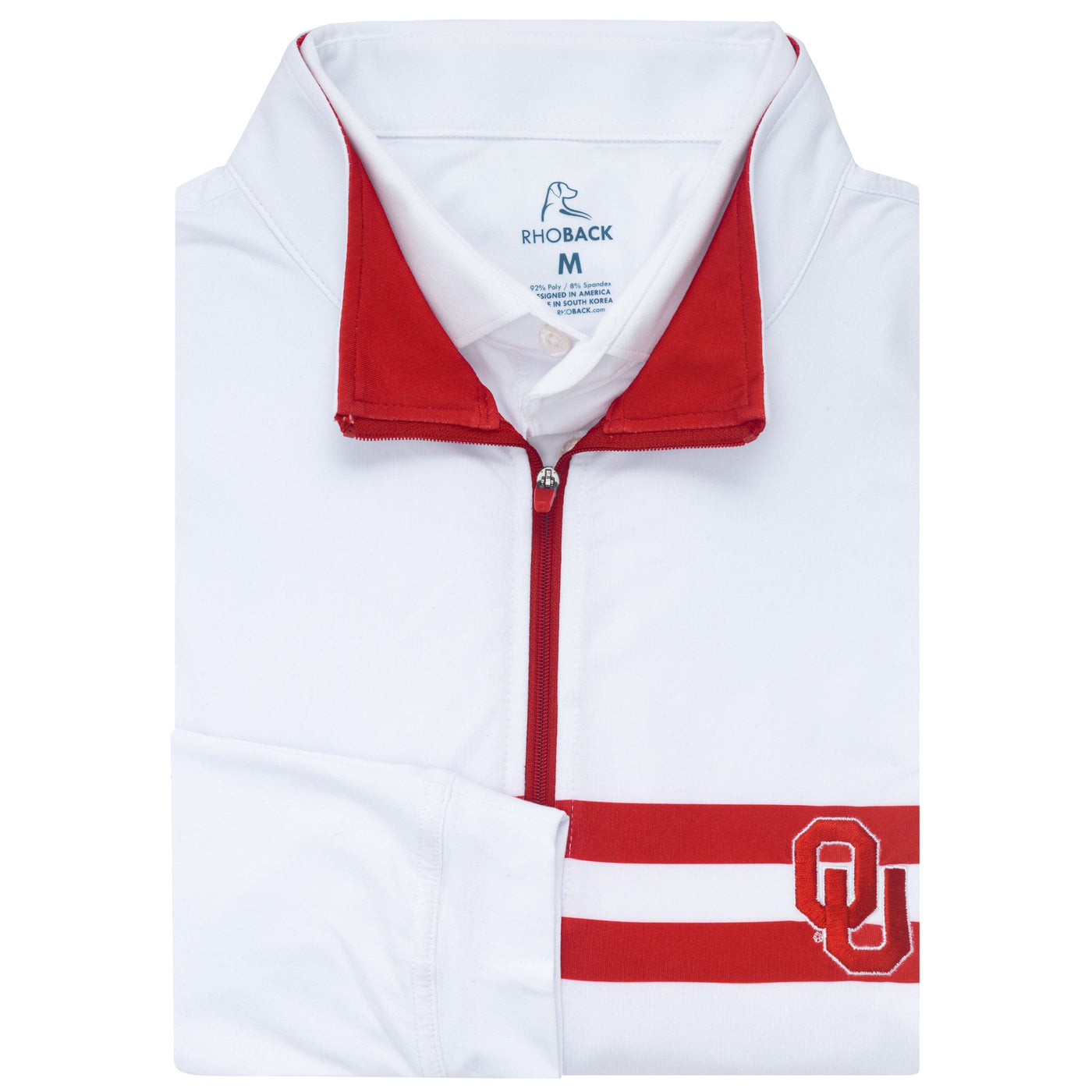 Oklahoma Jersey Stripe Collegiate Q-Zip | The Oklahoma Jersey Stripe - White/Carmine Red