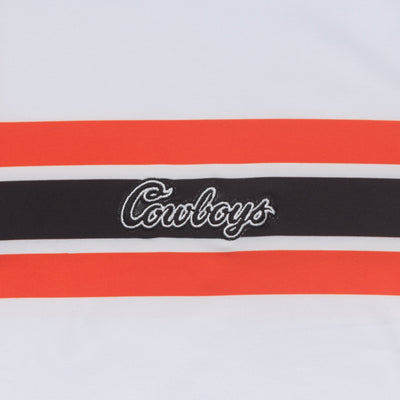 Oklahoma State Helmet Stripe Collegiate Q-Zip | The Oklahoma State Helmet Stripe - White/Blaze Orange