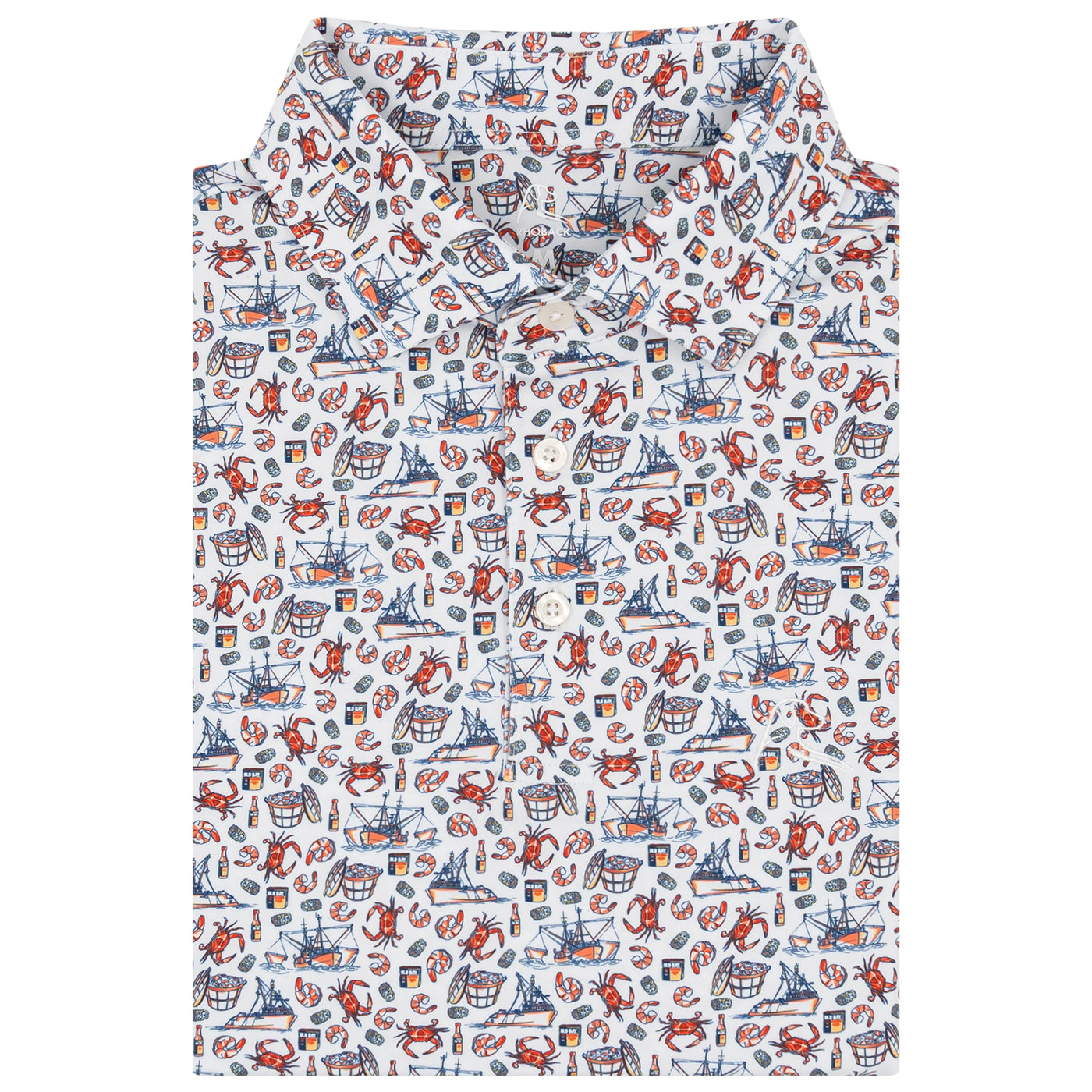 The OLD BAY | Performance Polo | The OLD BAY - White/Vermilion Orange