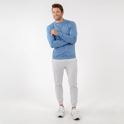 Pace Performance Crew | Heather - Vintage Blue/Storm Blue