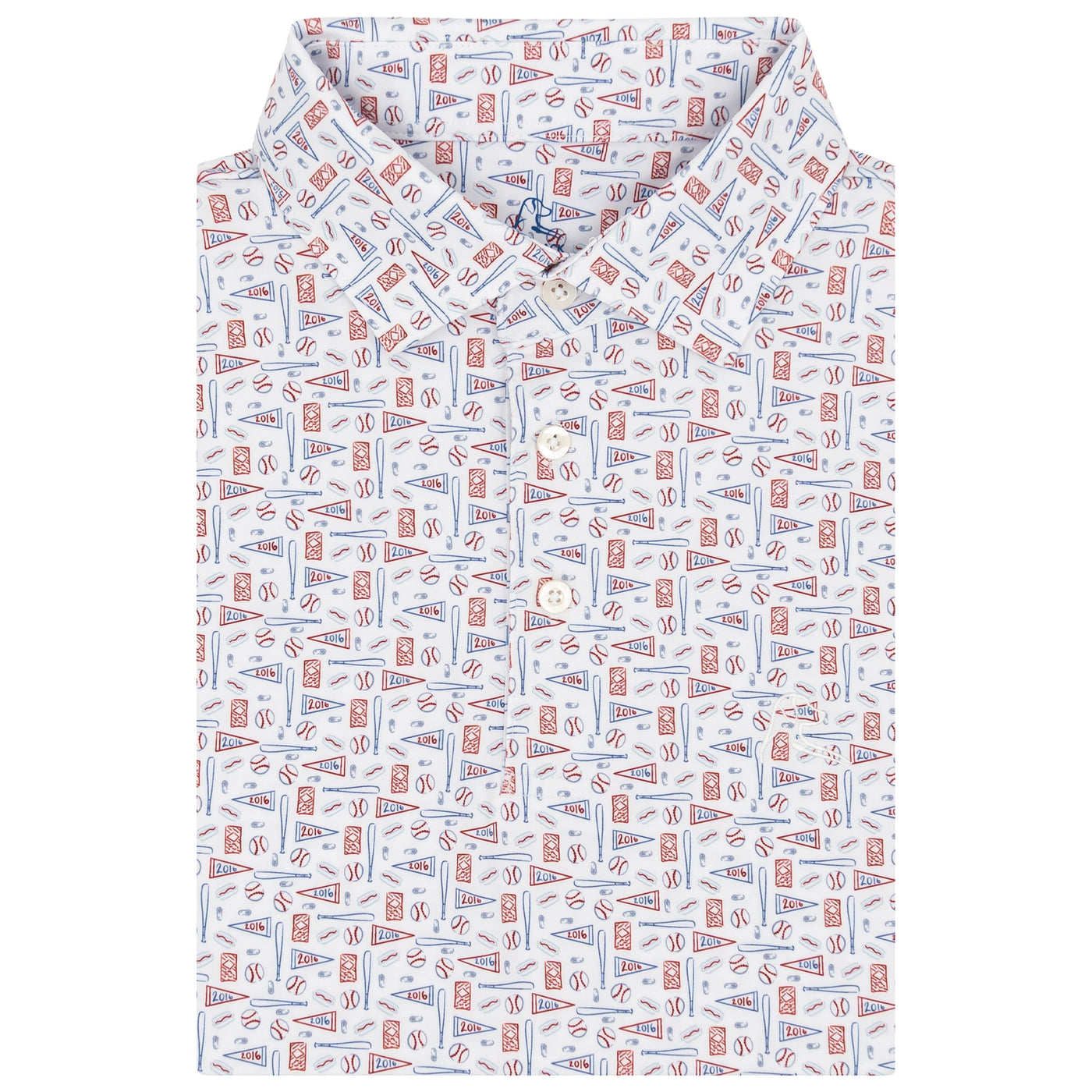 The Pennant Race | Performance Polo | The Pennant Race - White/Short Stop Blue - USA