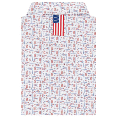 The Pennant Race | Performance Polo | The Pennant Race - White/Short Stop Blue - USA