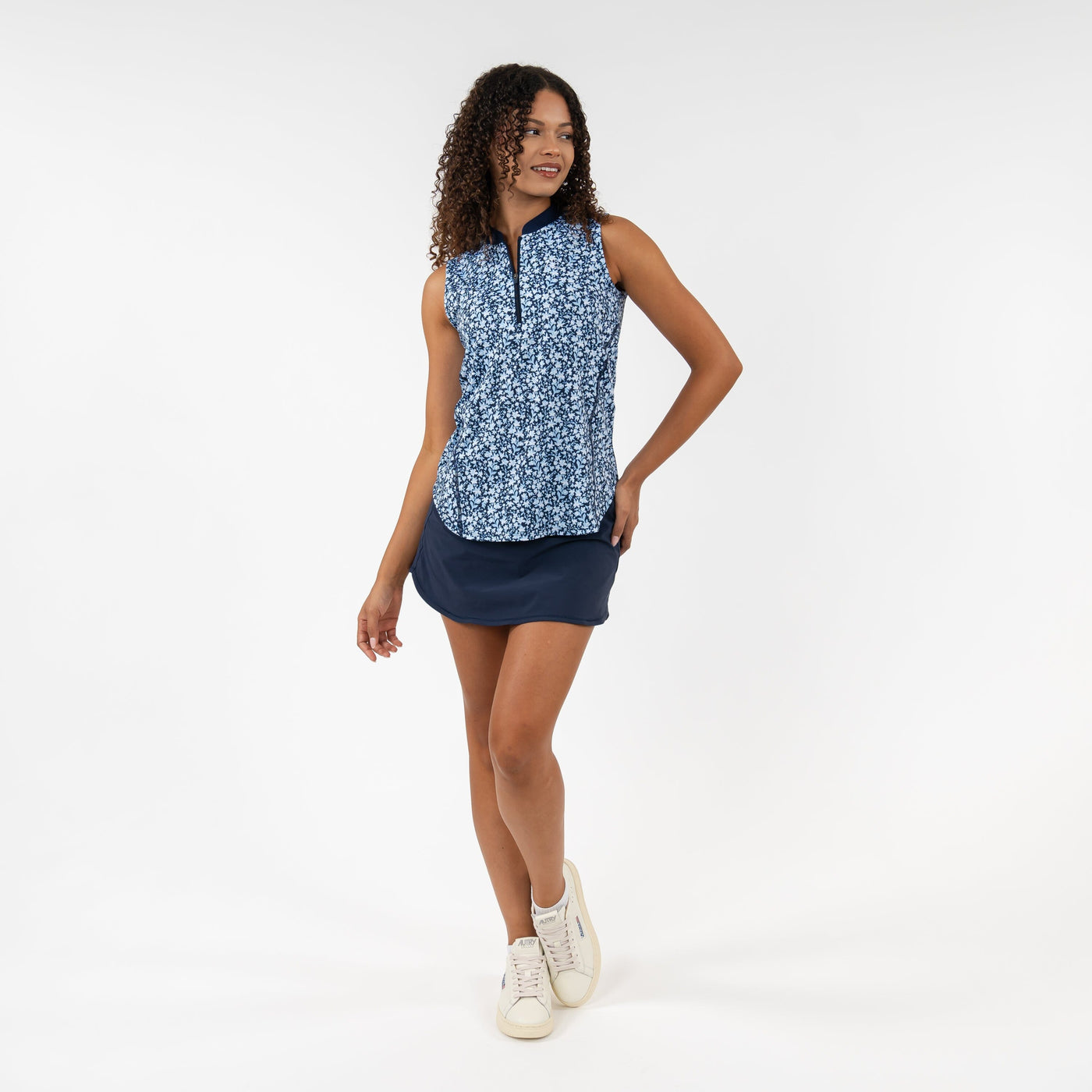 Petal Sleeveless Zip | The Petal - Fleet Navy/Pure Blue