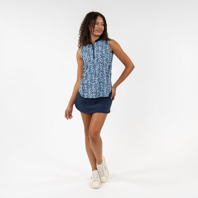 Petal Sleeveless Zip | The Petal - Fleet Navy/Pure Blue