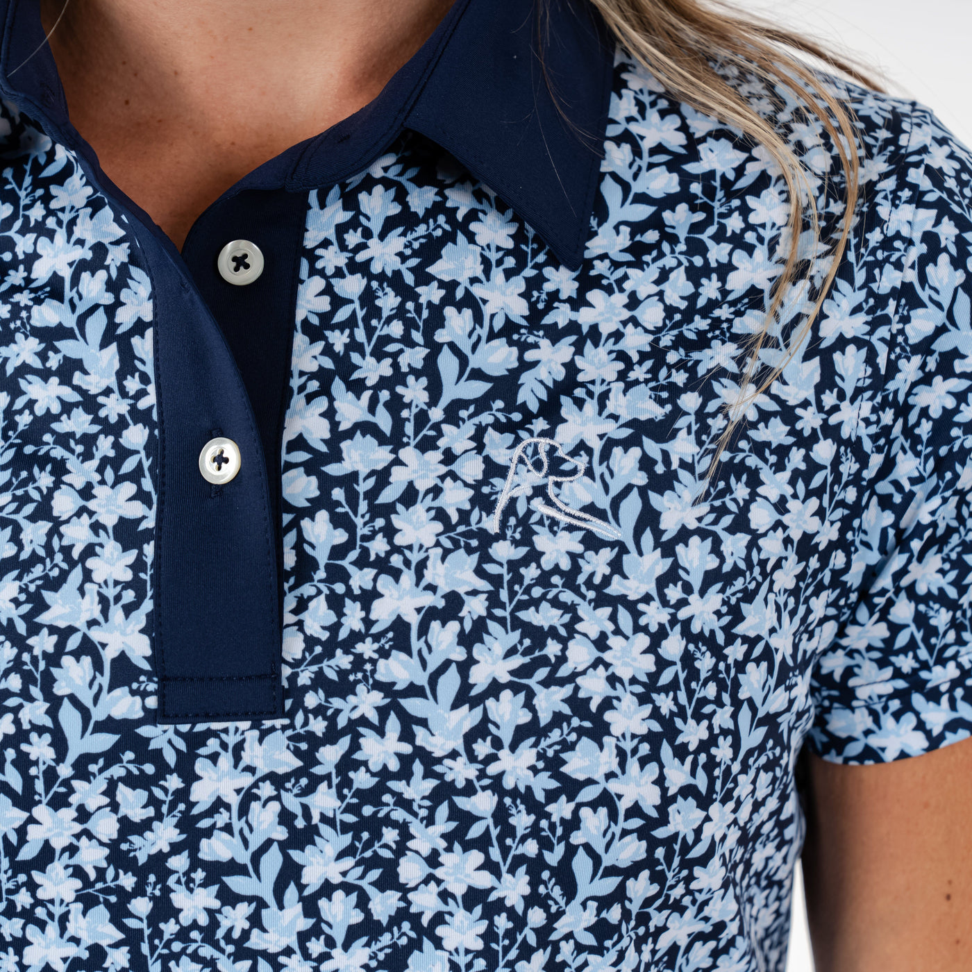 Petal Performance Polo | The Petal - Fleet Navy/Pure Blue