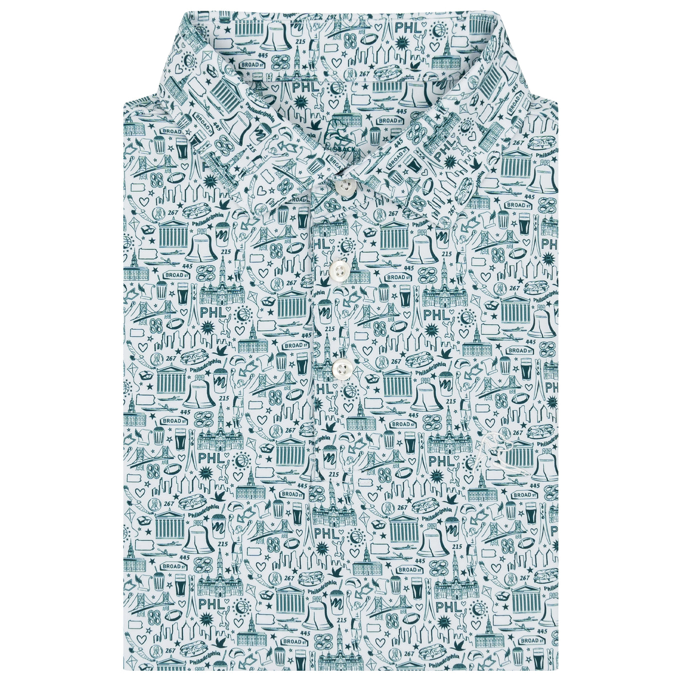 The Philly | Performance Polo | The Philly - White/Midnight Green