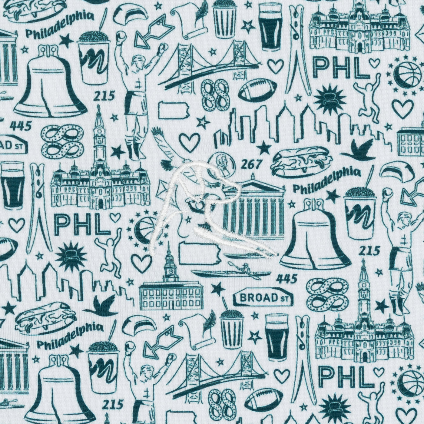 The Philly | Performance Polo | The Philly - White/Midnight Green