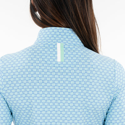 Pickleball Tile Performance Q-Zip | The Pickleball Tile - Maritime Blue/Mint Green
