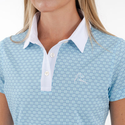 Pickleball Tile Performance Polo | The Pickleball Tile - Maritime Blue/Mint Green
