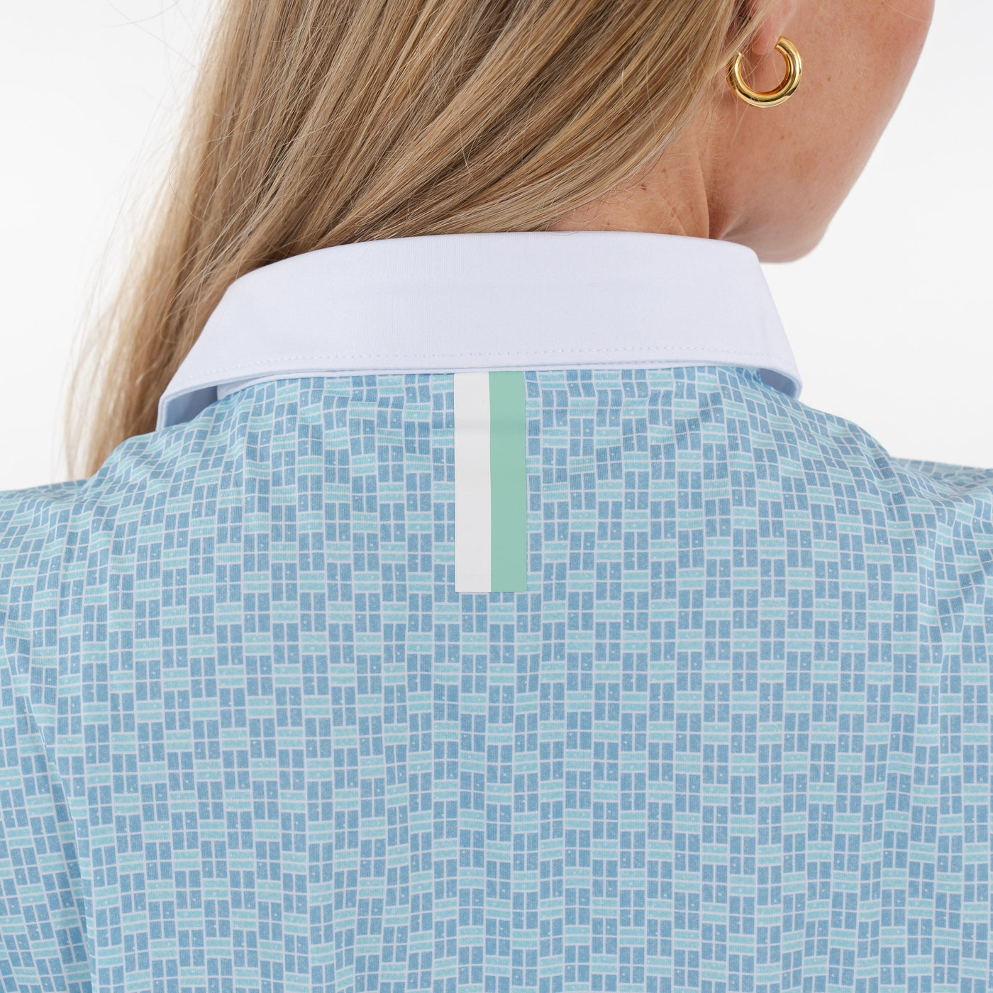 Pickleball Tile Performance Polo | The Pickleball Tile - Maritime Blue/Mint Green