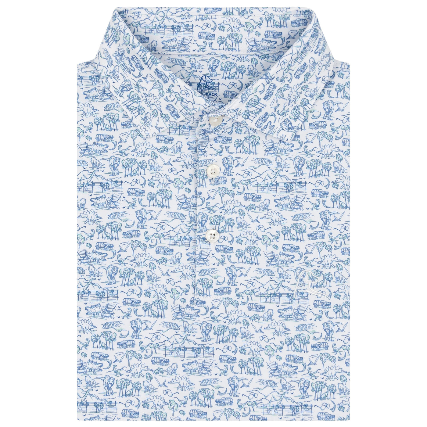 The Prehistoric | Performance Polo | The Prehistoric - White/Short Stop Blue