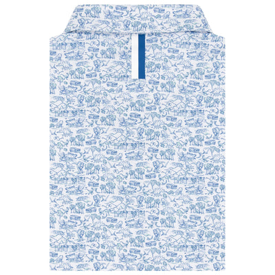 The Prehistoric | Performance Polo | The Prehistoric - White/Short Stop Blue