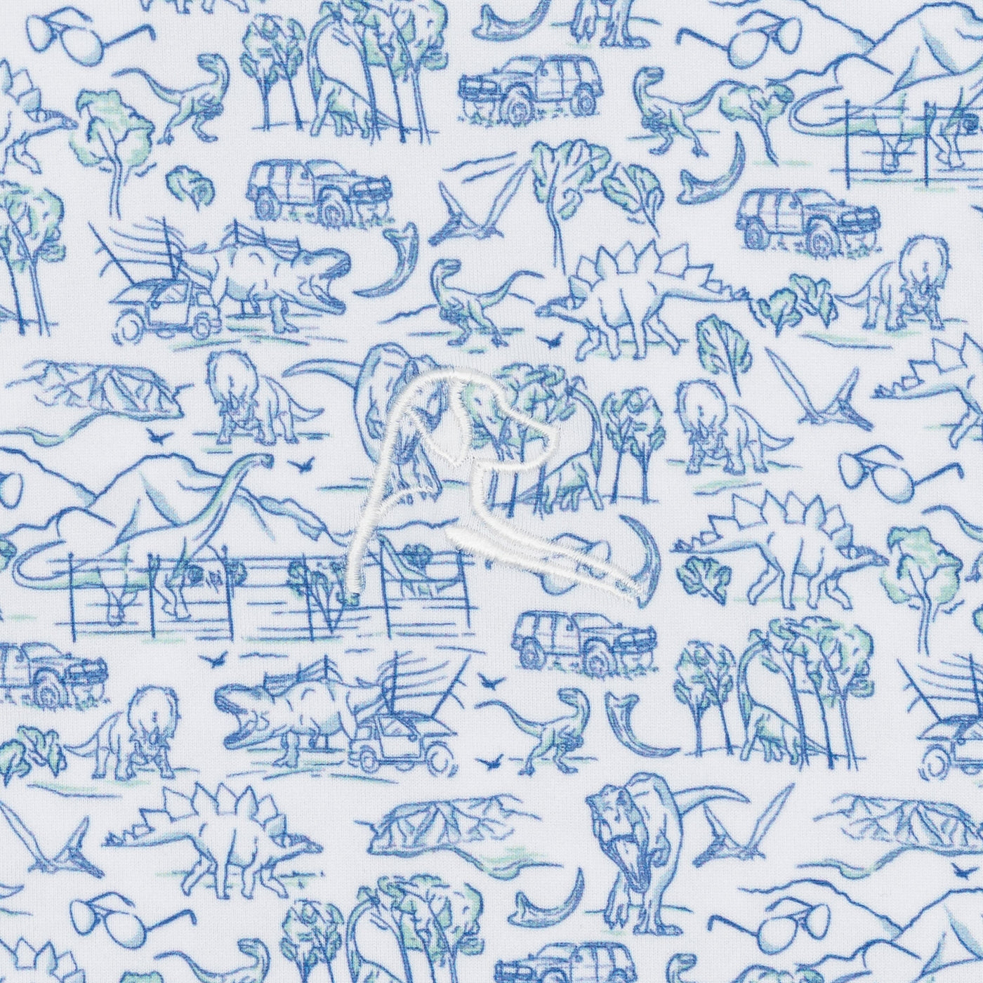 The Prehistoric | Performance Polo | The Prehistoric - White/Short Stop Blue