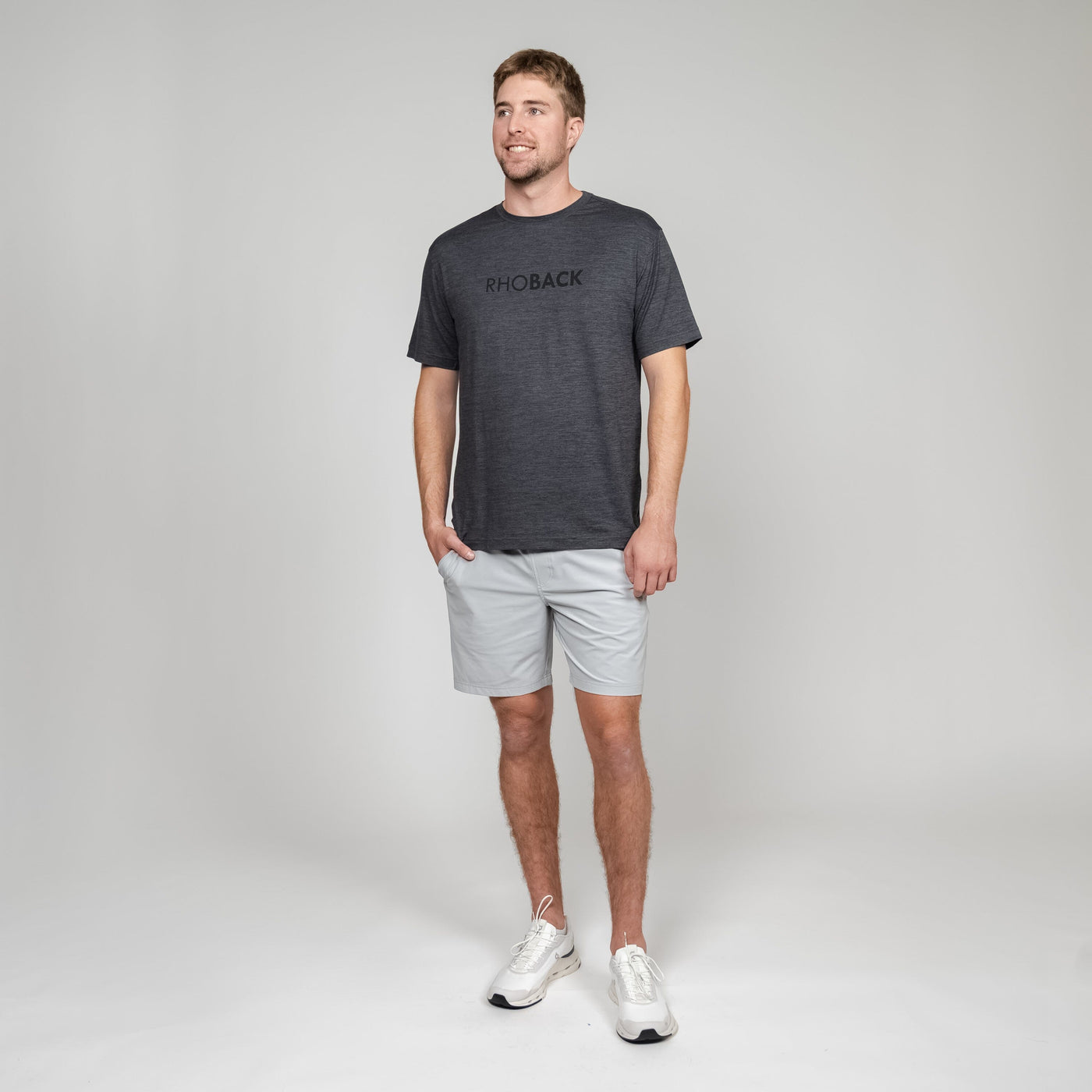 Tailwind Performance Tee - Wordmark Graphic | Heather -  Charcoal Grey/Ash Grey