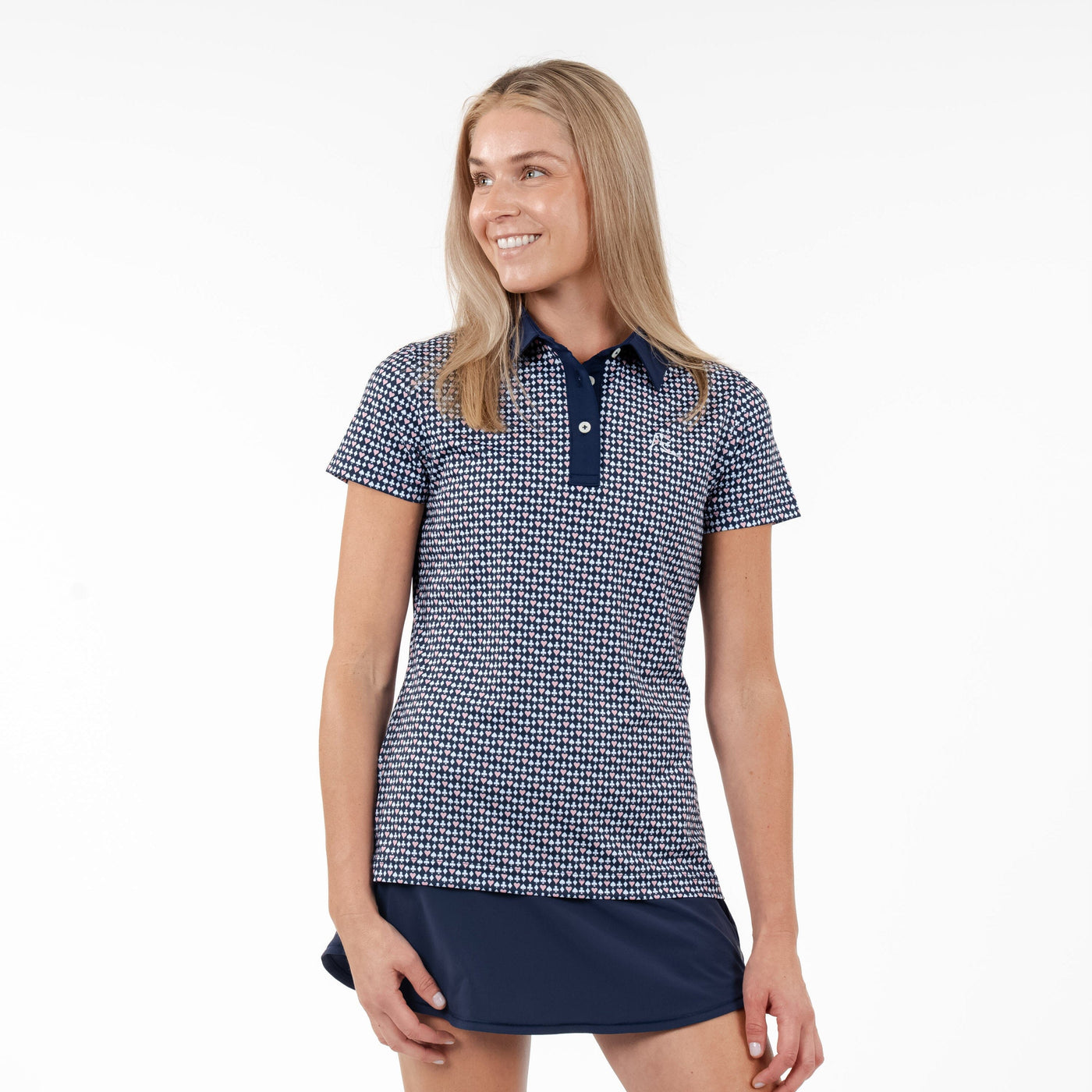 Queen Of Hearts Performance Polo | The Queen Of Hearts - Fleet Navy/Soft Pink