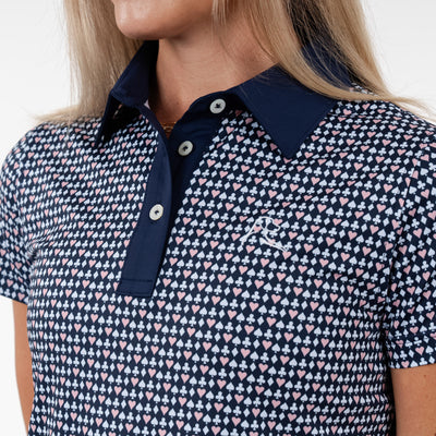 Queen Of Hearts Performance Polo | The Queen Of Hearts - Fleet Navy/Soft Pink